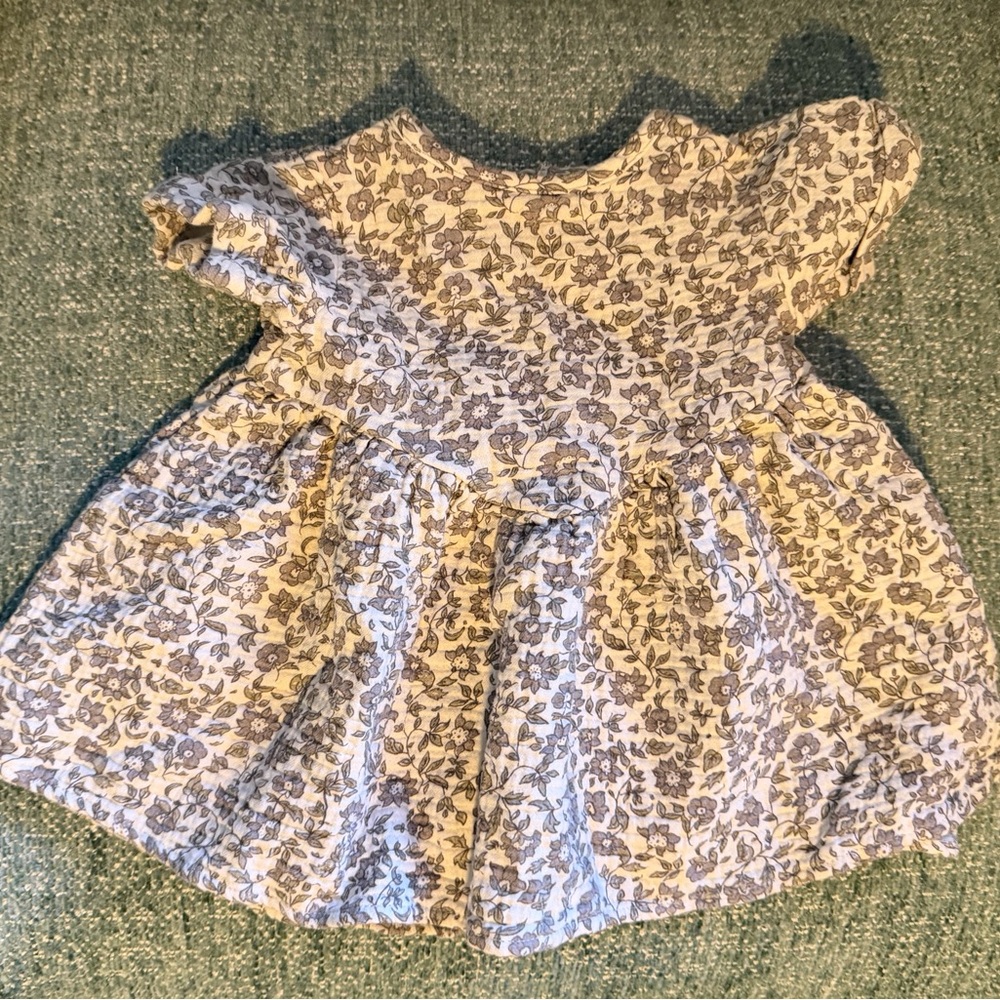 Quincy Mae Cream and Gray Baby Dress